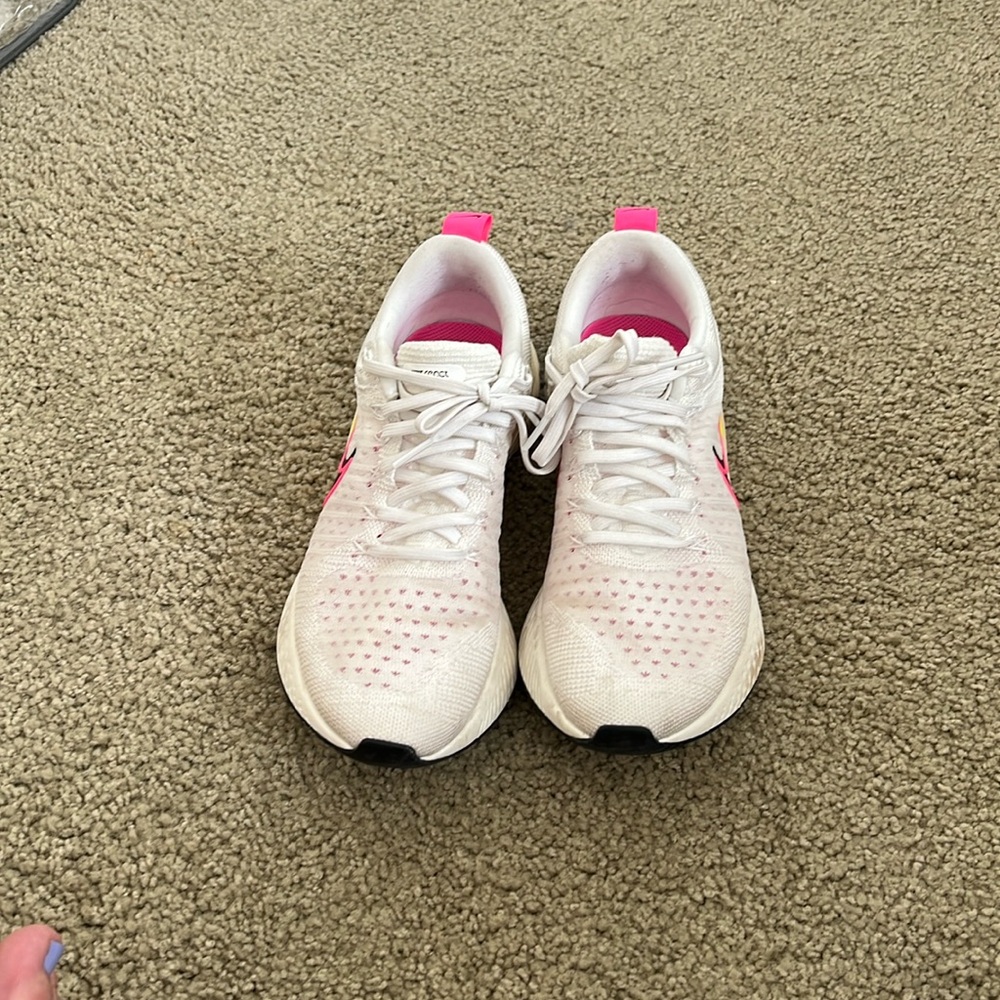 Nike Women's White and Pink Running Shoes